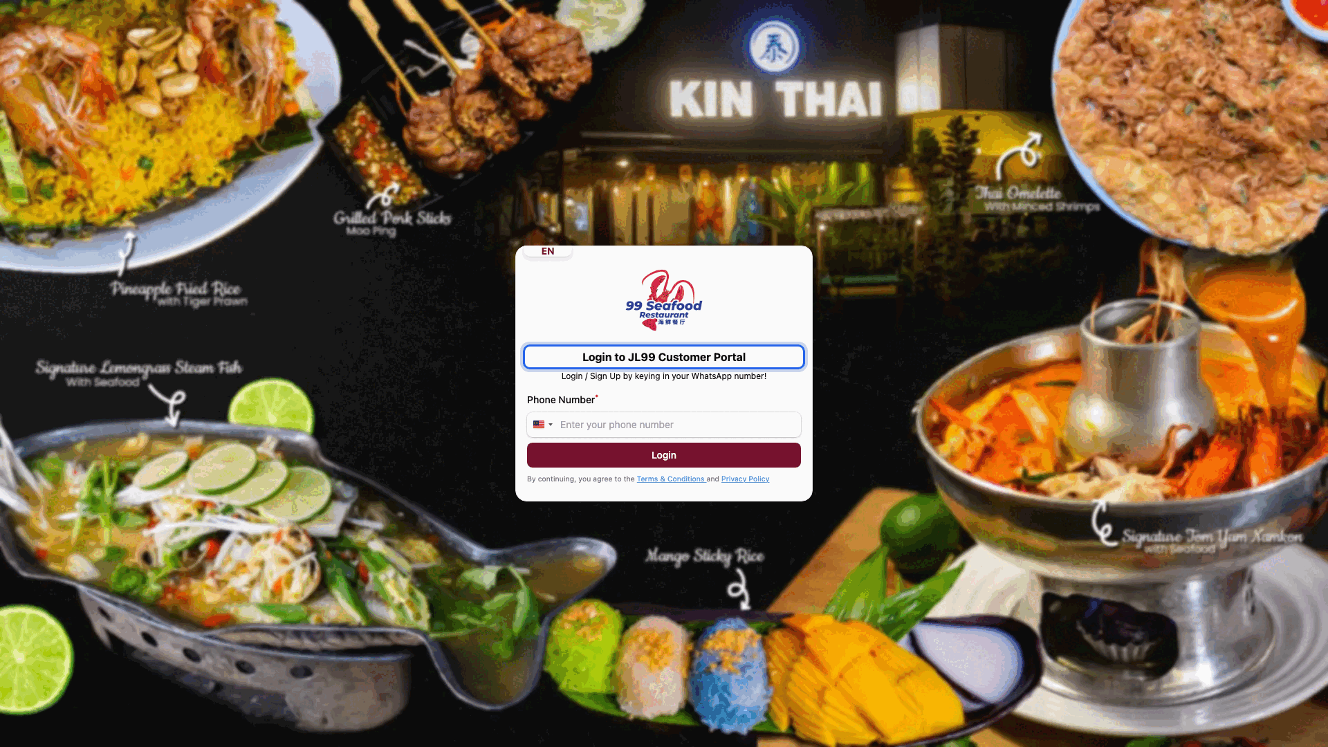Customer portal login screen with the business display name highlighted in the heading