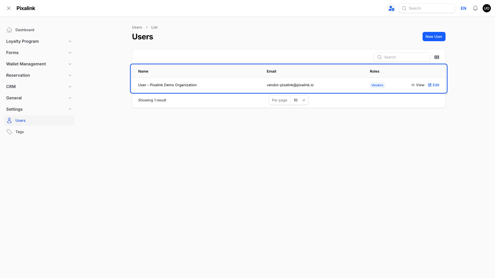 Users page with the table highlighted, showing each login's Roles column and the Edit button