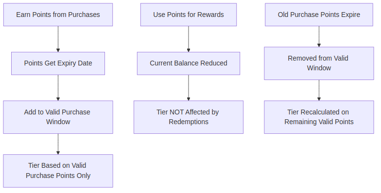 System 2: Point Expiry ENABLED - Rolling Window System flow diagram