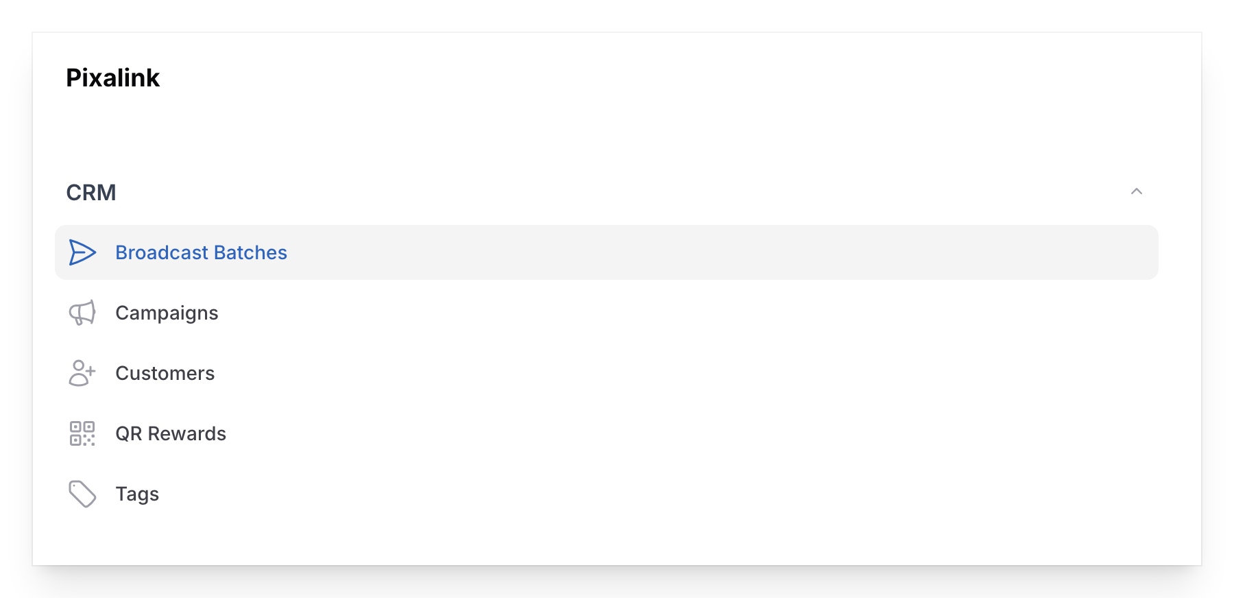 Navigate to Broadcast Batches under CRM in the Admin Panel sidebar