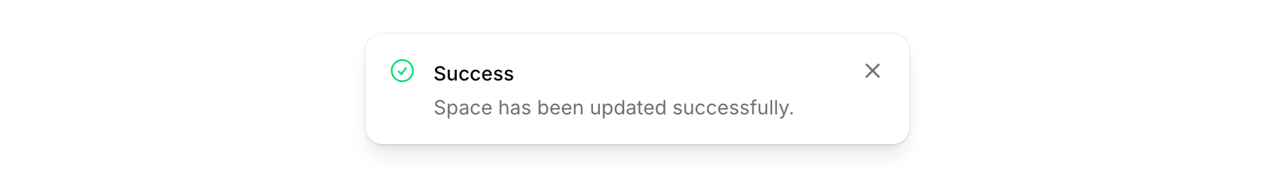 Success notification confirming the space has been updated