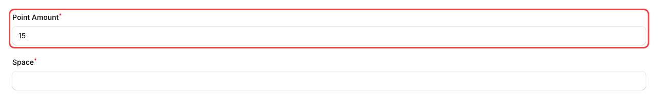 Step 3: The Point Amount and Space fields highlighted with values filled in