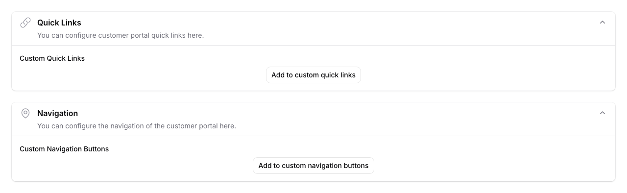 Step 10: The Layout tab showing Quick Links and Navigation sections with repeater fields for custom links and buttons
