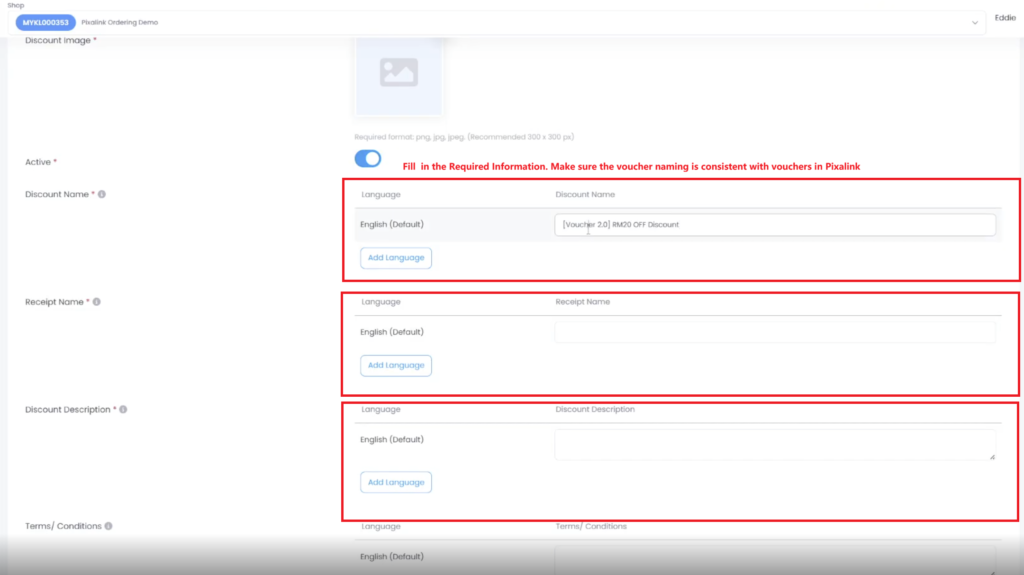 Discount Code field with a unique code entered