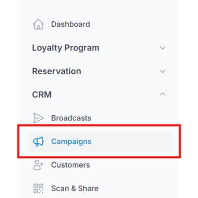 Navigating to Campaigns section from the dashboard