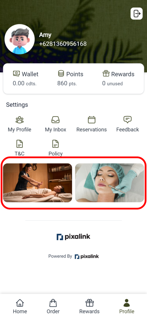 Custom button configuration on the customer profile page