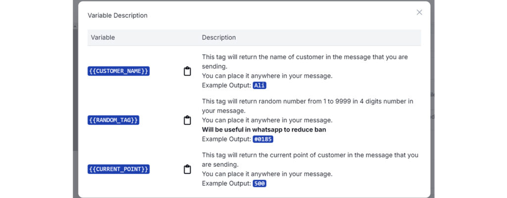 Message template and attachment options for the campaign