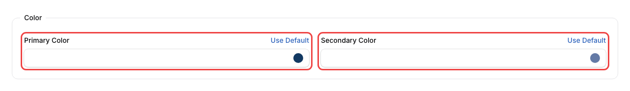 Step 7: The Color section showing Primary Color and Secondary Color pickers with color swatches highlighted