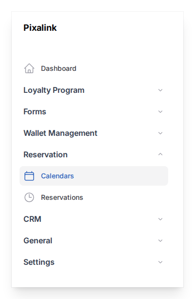 Step 5: Go to Admin Panel, Reservation, then Calendars in the sidebar