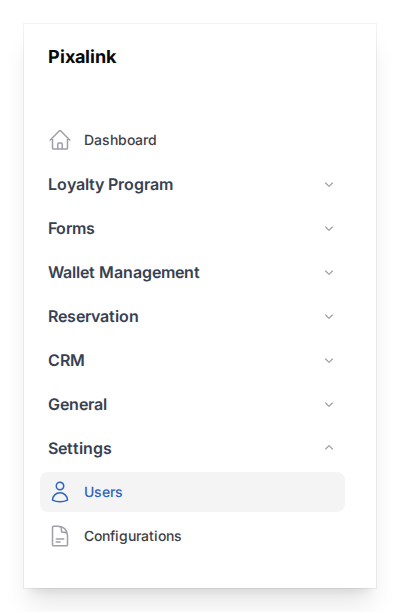 Step 1: Go to Settings then Users in the sidebar menu