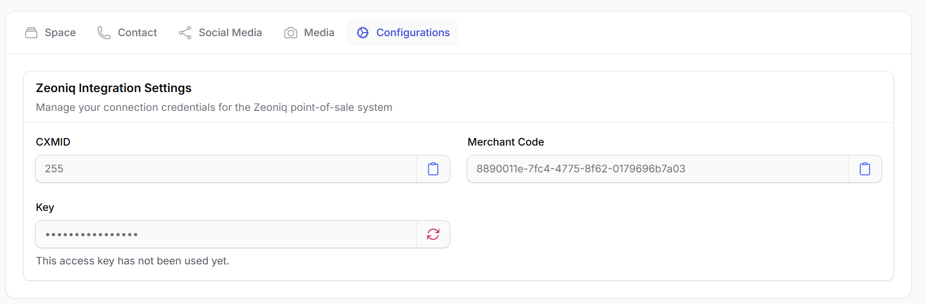 Zeoniq Integration Settings showing CXMID, Merchant Code, and Key fields in the Pixalink dashboard